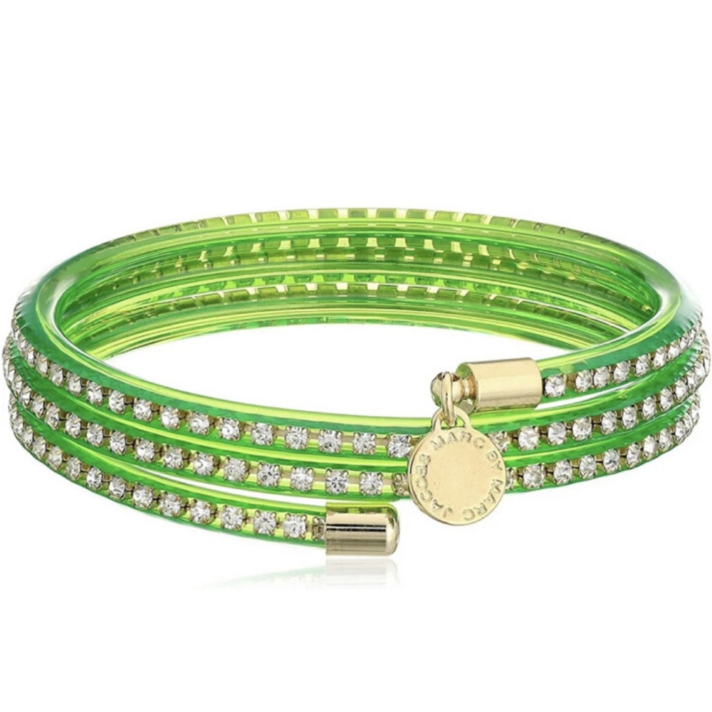 Marc by Marc Jacobs Neon Green Crystal Wrap Bracelet with Gold Charm